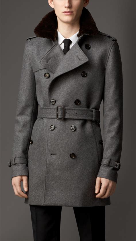 burberry gray long fur coat mens|burberry trench coat women long.